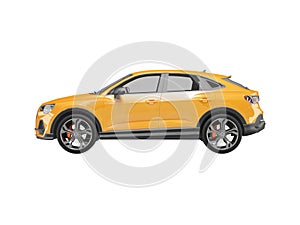 3d illustration orange car from the side on white background no shadow
