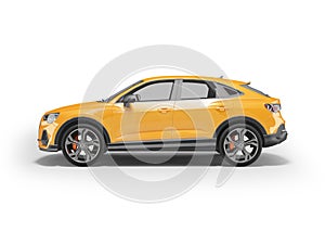 3d illustration orange car from the side on white background with shadow