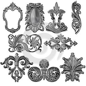 3D illustration with ornamental engravings