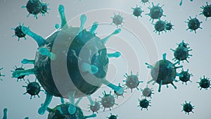 3D illustration outbreak coronavirus concept under the microscope. Spread of the virus within the human. Epidemic