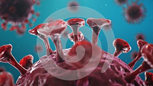 3D illustration outbreak coronavirus concept under the microscope. Spread of the virus within the human. Epidemic