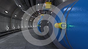 3D-illustration of a particle accelerator and hadron collider