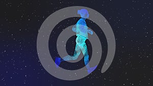 3d illustration of particles forming a futuristic runner.