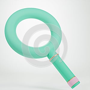 3d illustration of pastel green magnifying glass icon