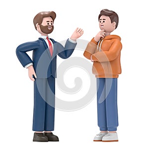 3D illustration of people talking and discussing. communication and talking concept. 3D rendering on white background.