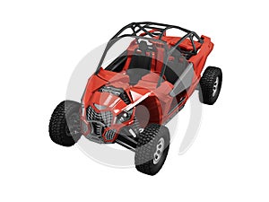 3d illustration perspective view of red rally car on white background no shadow