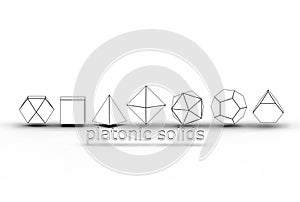 3d illustration of platonic solids