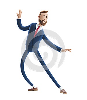 3d illustration. Portrait of a handsome businessman happy expression dancing