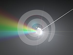 3d illustration of prism and refraction light rays.