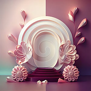 3d illustration of product stand with floral ornament