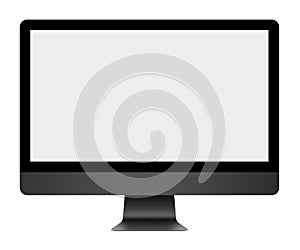 3D illustration Realistic black computer monitor on white