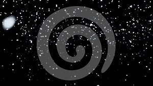 3D illustration. Realistic Snow Falling On Black Background