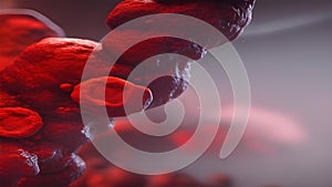 3d illustration of red blood cells flowing through a vein in human body, Generative AI