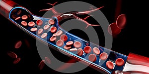 3d Illustration of red blood cells in vein