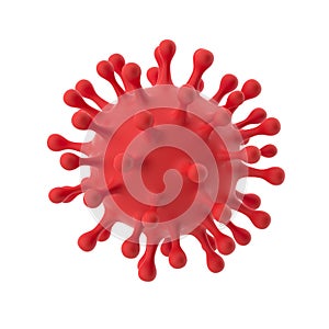 3D illustration, red cell virus, covid-19 concept