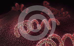 3d illustration of a red clolored syphilis pathogen