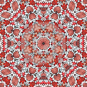 3d illustration. Red seamless pattern with imitation of volumetric texture of stones.