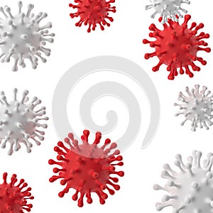 3D illustration, red and white cells virus, covid-19
