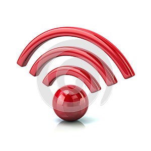 3d illustration of red wifi icon
