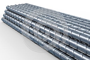 3D illustration of reinforcements bunch of steel TMT bar. 3D Render