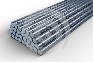 3D illustration of reinforcements bunch of steel TMT bar. 3D Render