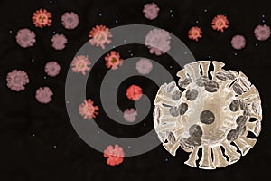 3d illustration rendering Coronavirus COVID-19 risk concept on black background