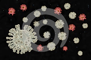 3d illustration rendering Coronavirus COVID-19 risk concept on black background