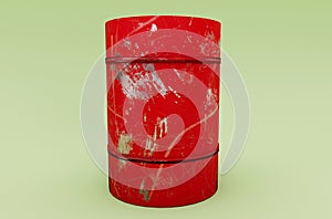 3d illustration rendering minimal red oil barrel container on white background