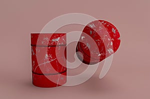 3d illustration rendering minimal red oil barrel container on white background