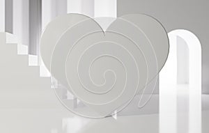 3d illustration rendering of valentine\'s day heart with upstair  decoration