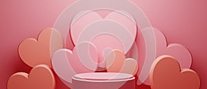 3d illustration rendering wallpaper abstrac background, love happy valentine\'s day, red heart element