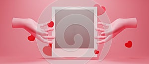 3d illustration rendering wallpaper abstrac background, love happy valentine\'s day, red heart element