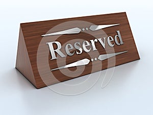 3d Illustration of reservation sign photo