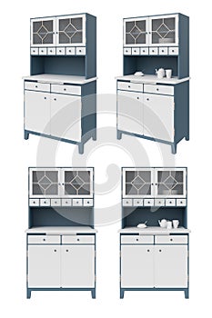 3d Illustration of retro cupboard in country style isolated on white