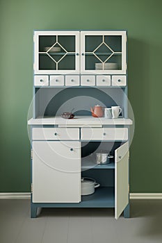 3D illustration of retro cupboard in country style, in a room