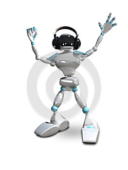 3D Illustration of a Robot in Headphones