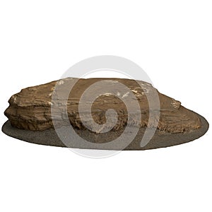 3d illustration of rocks on sand shelf isolated on white background