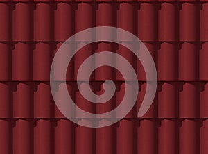 3d illustration Roof tiles. Texture. A burgundy color. Seamless. Shadow from the sun