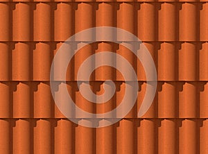 3d illustration Roof tiles. Texture. Orange color. Seamless. Shadow from the sun