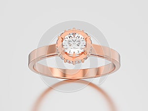3D illustration rose gold halo bezel pave diamond ring