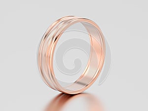 3D illustration rose gold matching couples wedding ring bands
