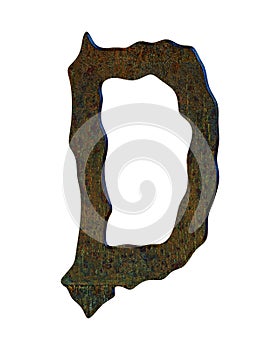 3D illustration.Rusty and oxidizing metal letter isolated on white background.Grunge font illustration.
