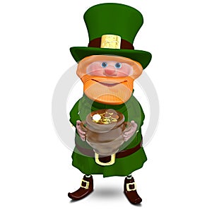 3D Illustration of Saint Patrick with a Pot of Gold