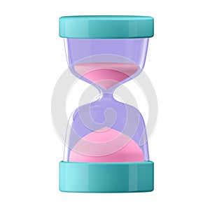 3d illustration. Sandclock in cartoon style not white background.