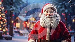 3D illustration of Santa Claus with a white beard and a red hat