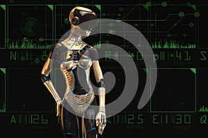 3D illustration of a science-fiction female