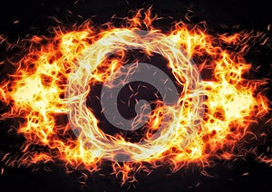 3d illustration of scorching flames burning in the dark