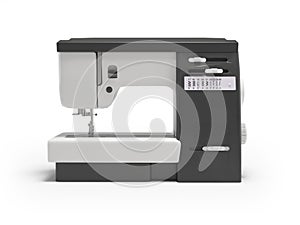 3D illustration of sewing machine for home work on white background with shadow