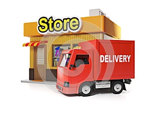 3d illustration: Shop and delivery.