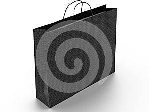 3D illustration of shopping bag isolated on white background. Place for text on the empty side. Clipping path included.